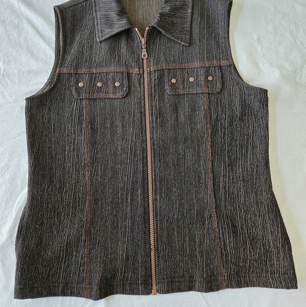 Vintage Cafe Au Lait Brown  Zip-Up Vest